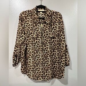 MICHAEL Michael Kors Leopard Print Zip Up 2x